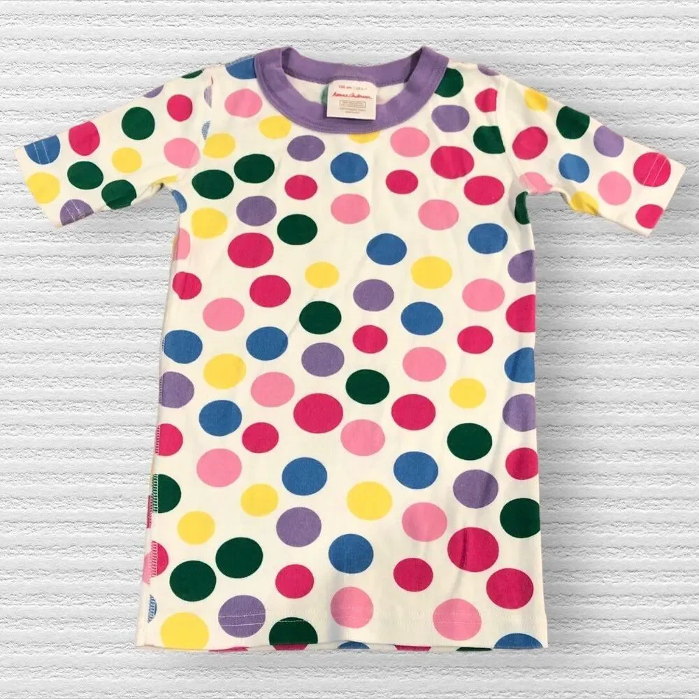 Hanna Andersson 6/7 Polka Dot short Sleeve Pajama Top Only